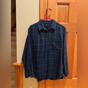 uniqlo woman Blue and Green Plaid Shirt